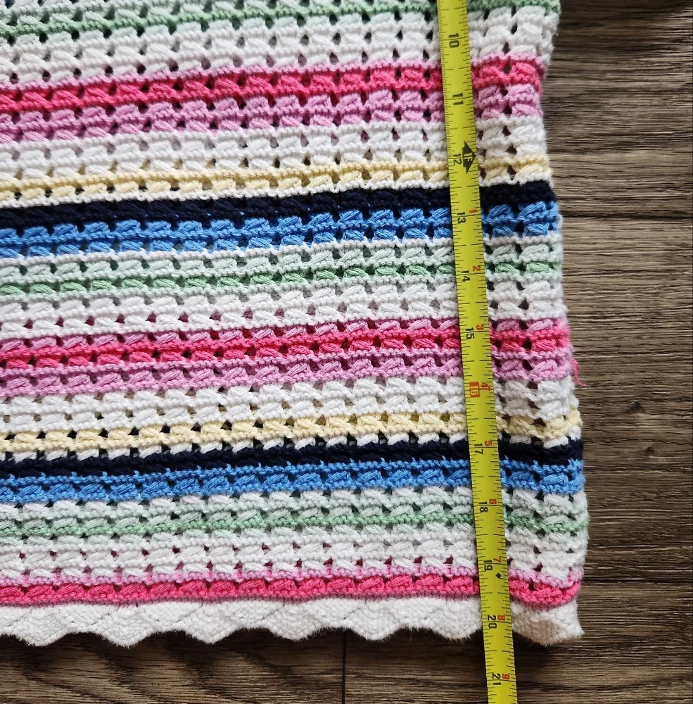 GAP Multicolor Striped Crochet Knit Short Sleeved Sweater Top Size XL